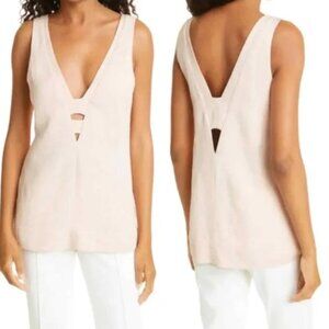 Reiss Emi Sleeveless V-Neck Linen Blend Blouse Top Shirt Size 10 Women's NWT